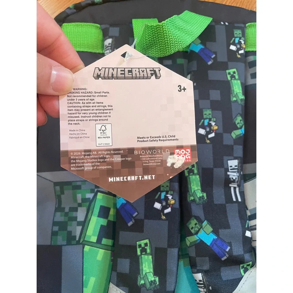 Minecraft 5 Piece Backpack Set with Headphones Lunch Bag Water Bottle Keychain